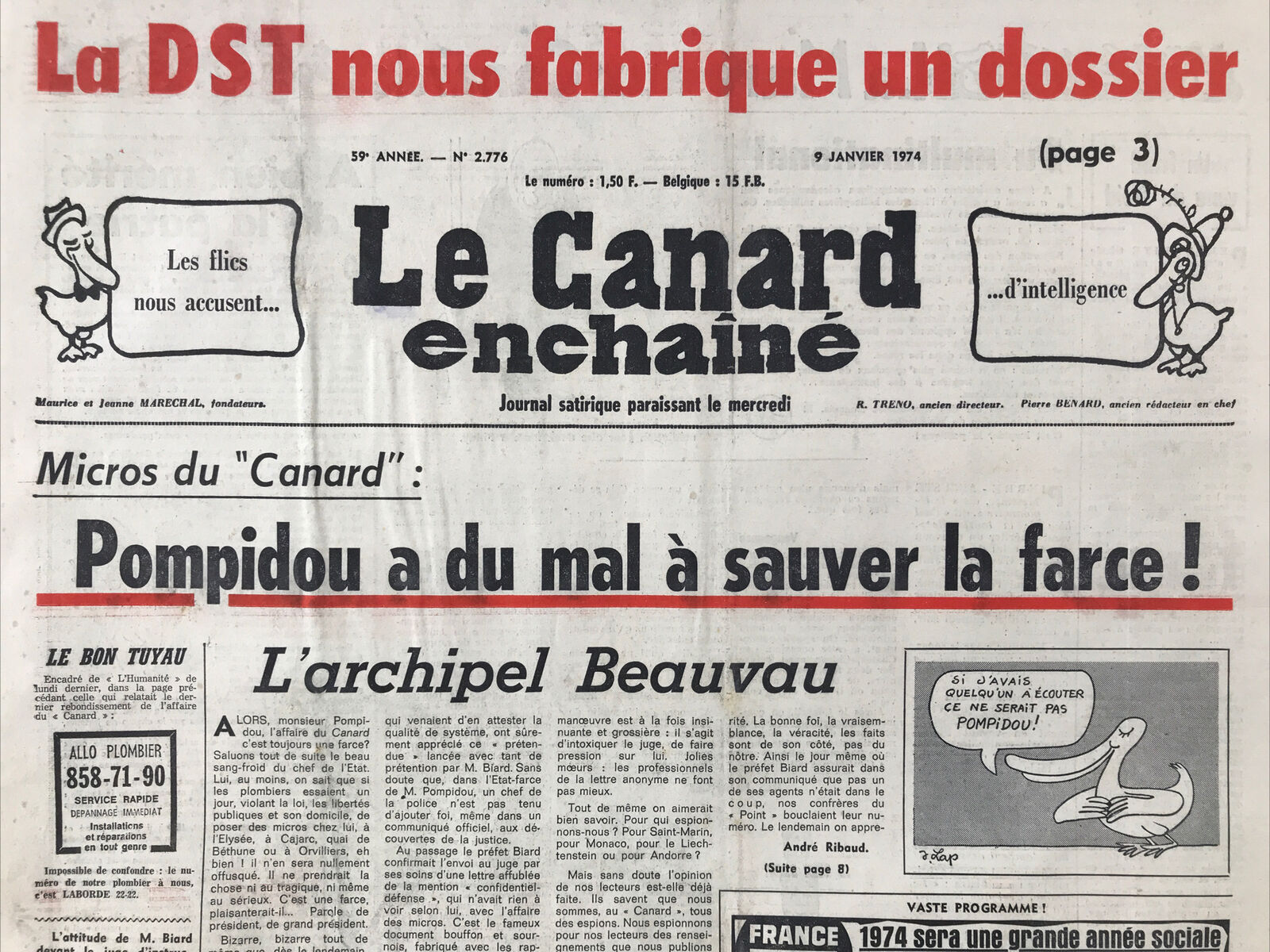 Couac ! | Acheter un Canard | Vente d'Anciens Journaux du Canard Enchaîné. Des Journaux Satiriques de Collection, Historiques & Authentiques de 1916 à 2004 ! | 2776