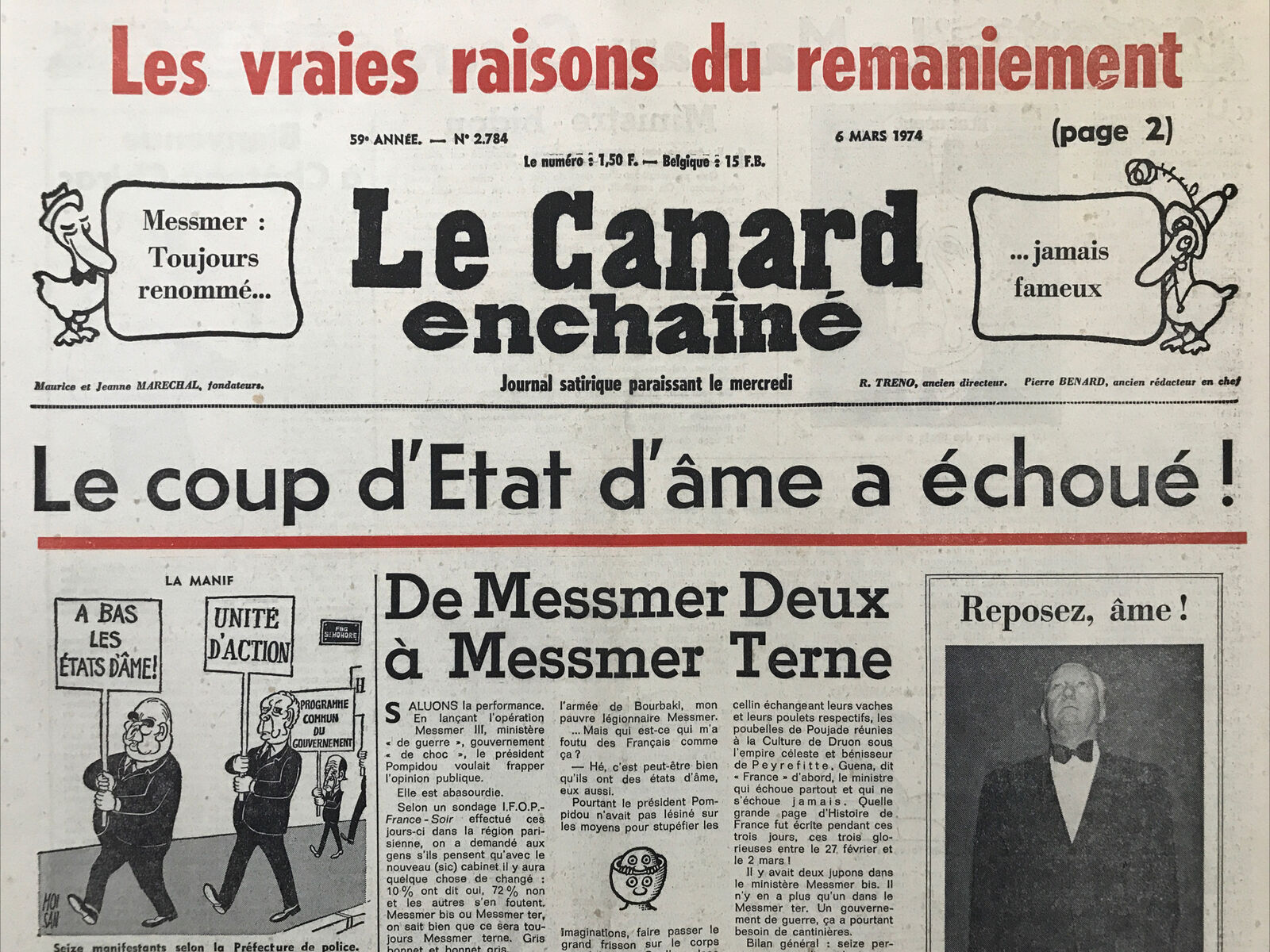 Couac ! | Acheter un Canard | Vente d'Anciens Journaux du Canard Enchaîné. Des Journaux Satiriques de Collection, Historiques & Authentiques de 1916 à 2004 ! | 2784