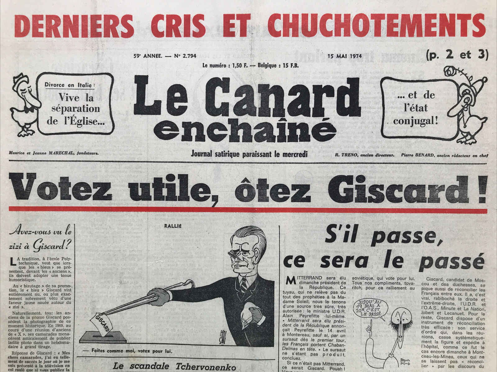 Couac ! | Acheter un Canard | Vente d'Anciens Journaux du Canard Enchaîné. Des Journaux Satiriques de Collection, Historiques & Authentiques de 1916 à 2004 ! | 2794