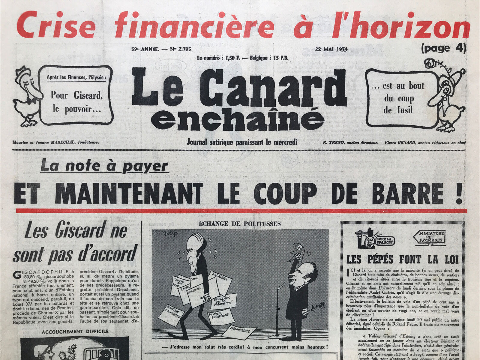 Couac ! | Acheter un Canard | Vente d'Anciens Journaux du Canard Enchaîné. Des Journaux Satiriques de Collection, Historiques & Authentiques de 1916 à 2004 ! | 2795