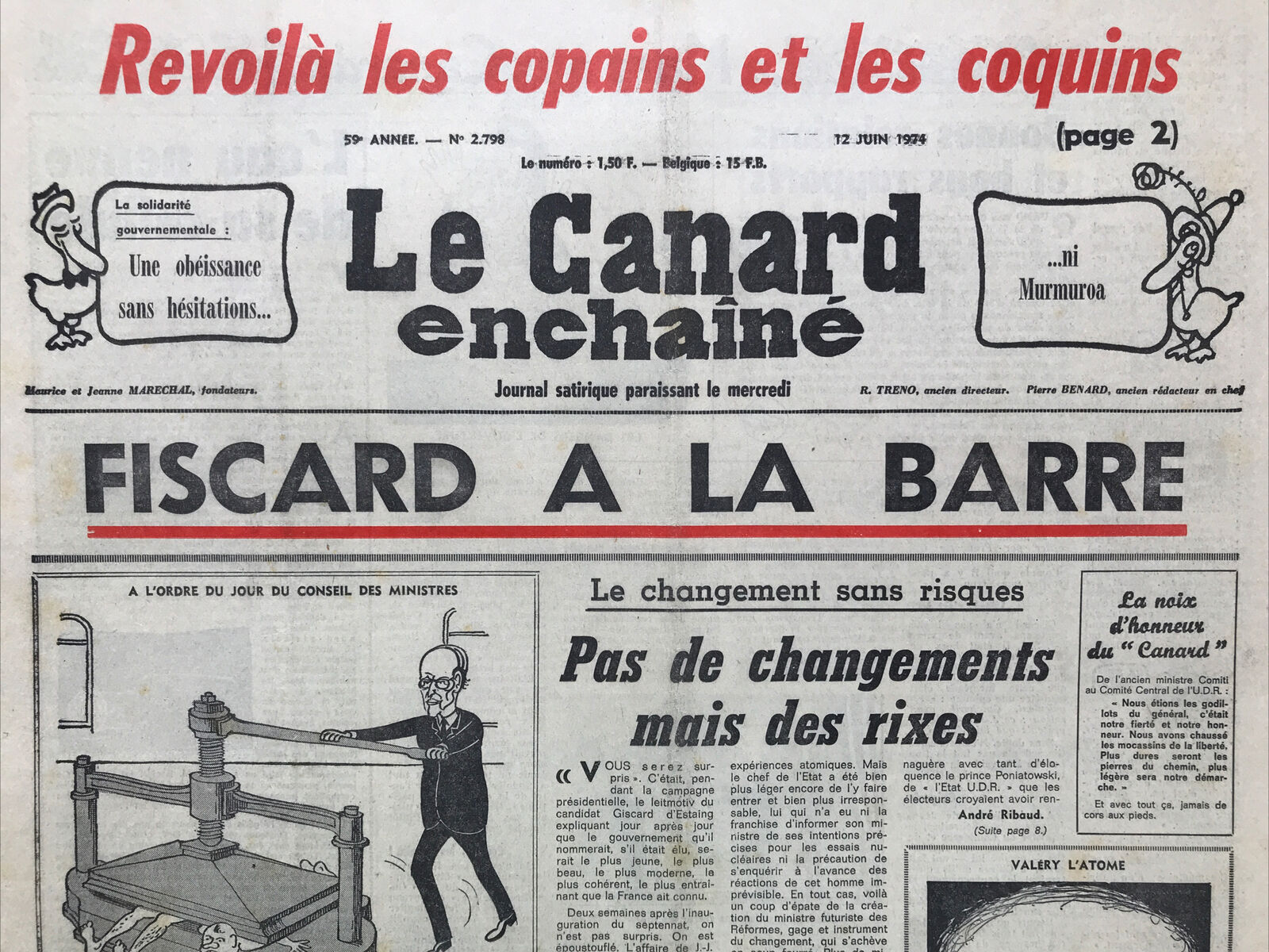 Couac ! | Acheter un Canard | Vente d'Anciens Journaux du Canard Enchaîné. Des Journaux Satiriques de Collection, Historiques & Authentiques de 1916 à 2004 ! | 2798