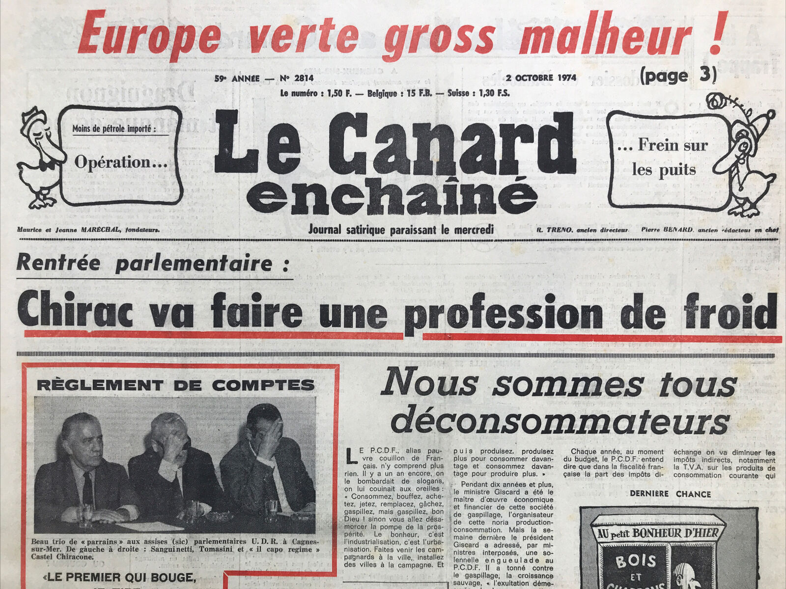 Couac ! | Acheter un Canard | Vente d'Anciens Journaux du Canard Enchaîné. Des Journaux Satiriques de Collection, Historiques & Authentiques de 1916 à 2004 ! | 2814