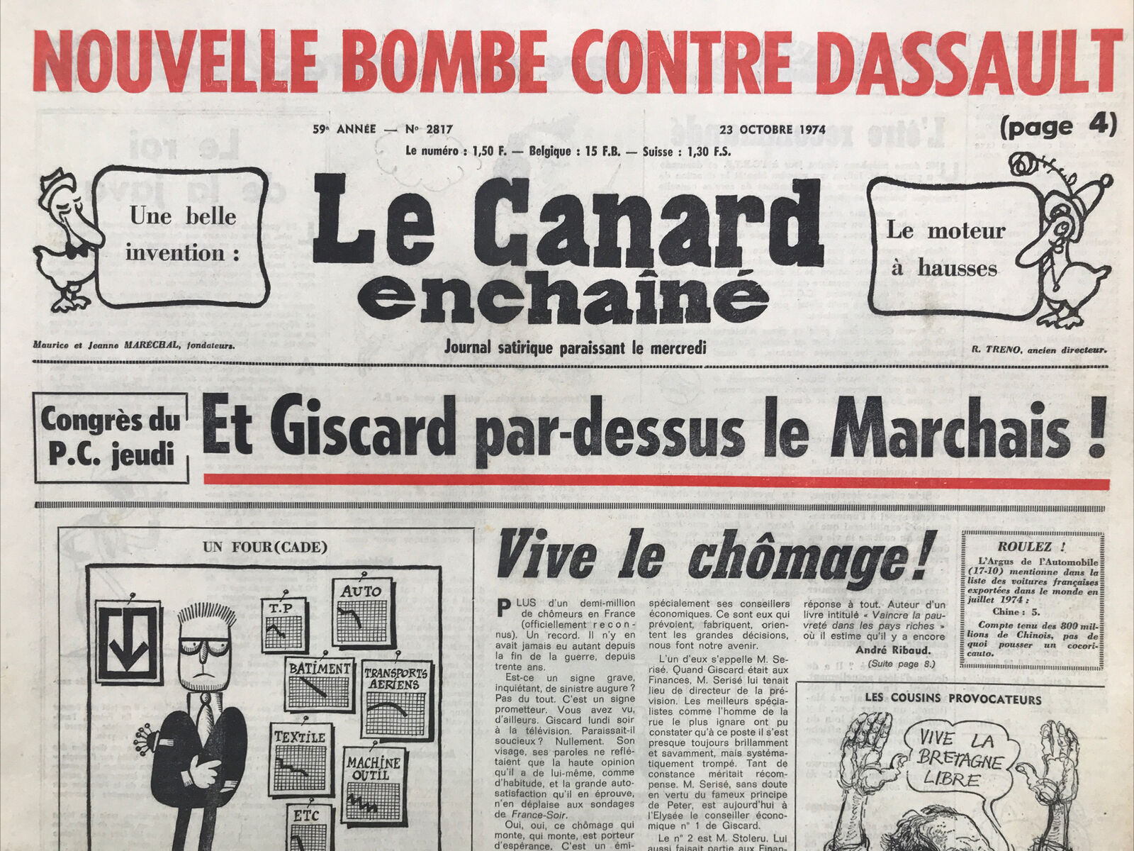 Couac ! | Acheter un Canard | Vente d'Anciens Journaux du Canard Enchaîné. Des Journaux Satiriques de Collection, Historiques & Authentiques de 1916 à 2004 ! | 2817