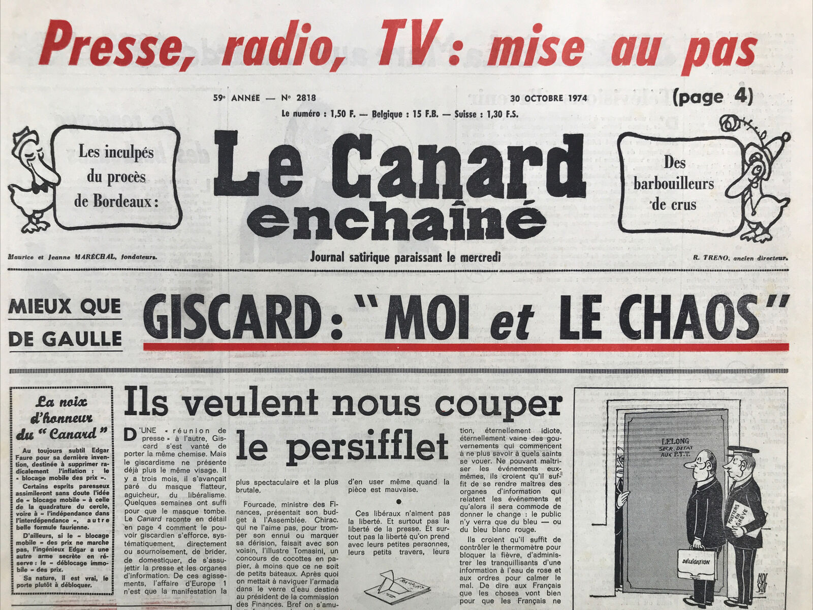 Couac ! | Acheter un Canard | Vente d'Anciens Journaux du Canard Enchaîné. Des Journaux Satiriques de Collection, Historiques & Authentiques de 1916 à 2004 ! | 2818