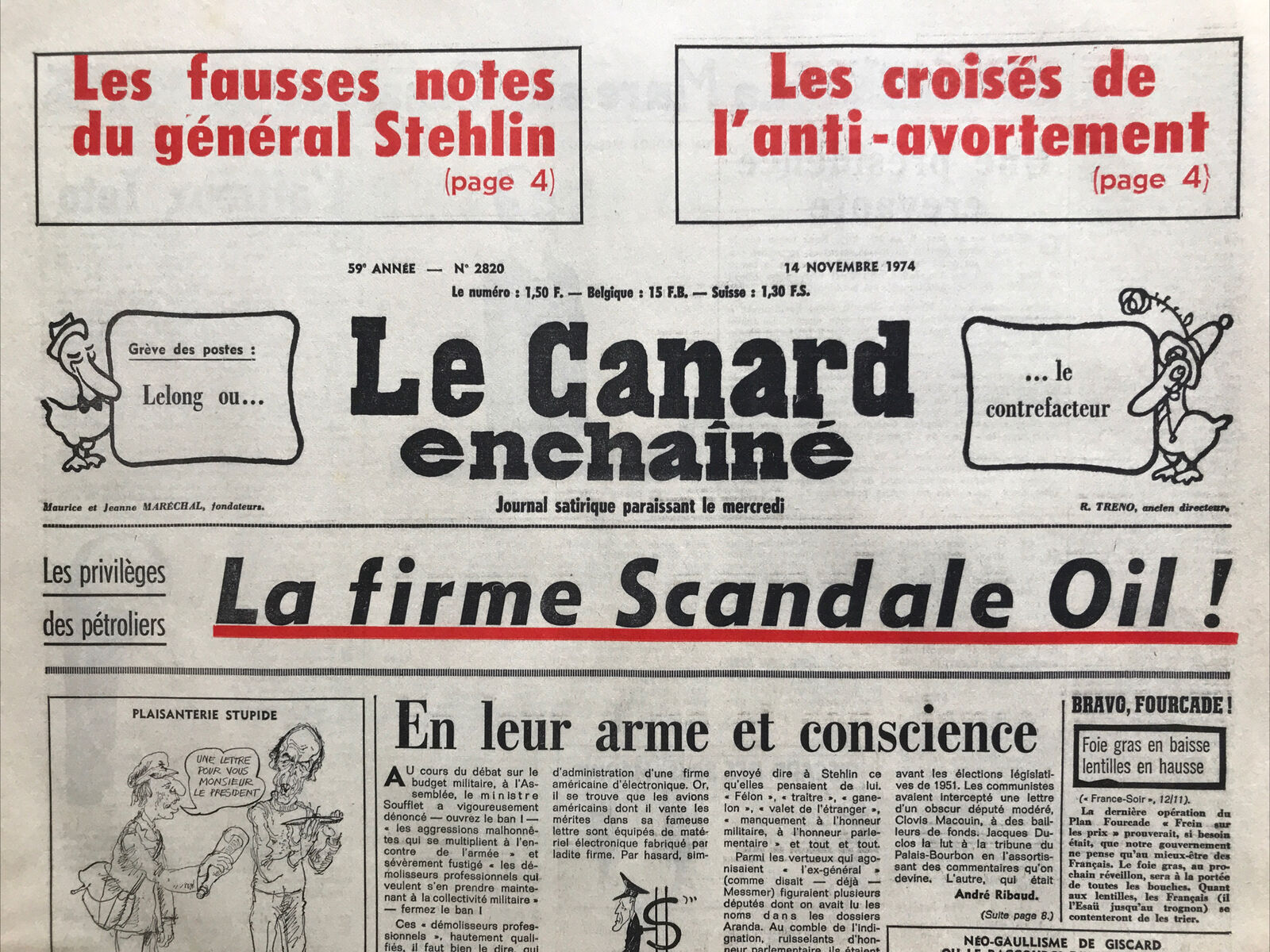 Couac ! | Acheter un Canard | Vente d'Anciens Journaux du Canard Enchaîné. Des Journaux Satiriques de Collection, Historiques & Authentiques de 1916 à 2004 ! | 2820