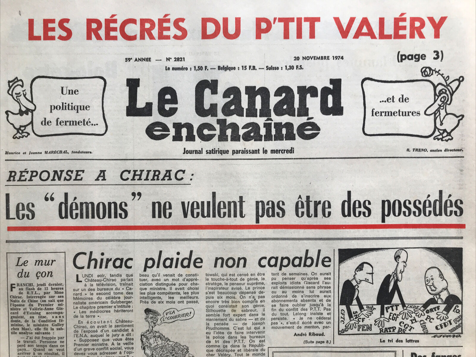 Couac ! | Acheter un Canard | Vente d'Anciens Journaux du Canard Enchaîné. Des Journaux Satiriques de Collection, Historiques & Authentiques de 1916 à 2004 ! | 2821