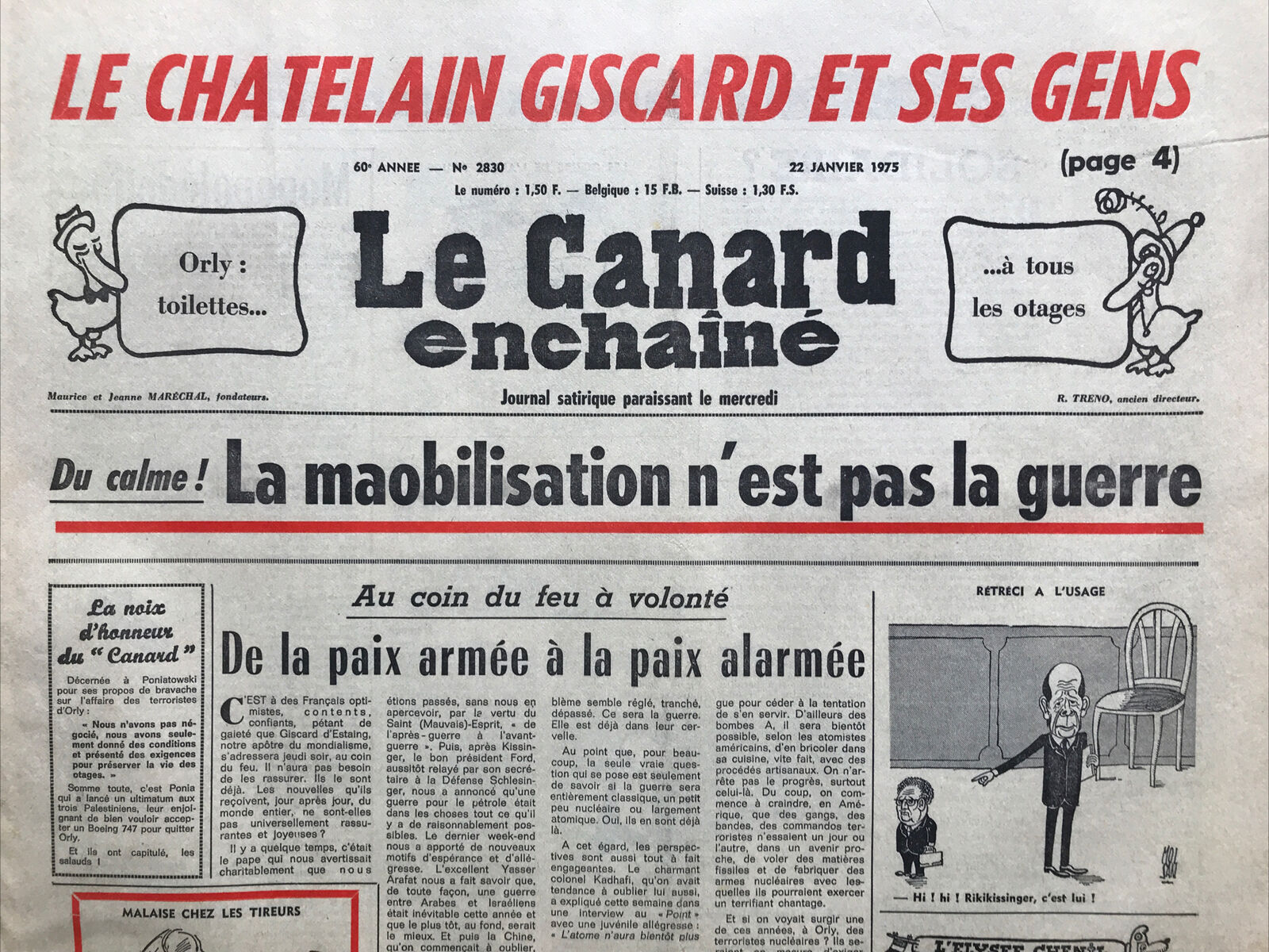 Couac ! | Acheter un Canard | Vente d'Anciens Journaux du Canard Enchaîné. Des Journaux Satiriques de Collection, Historiques & Authentiques de 1916 à 2004 ! | 2830