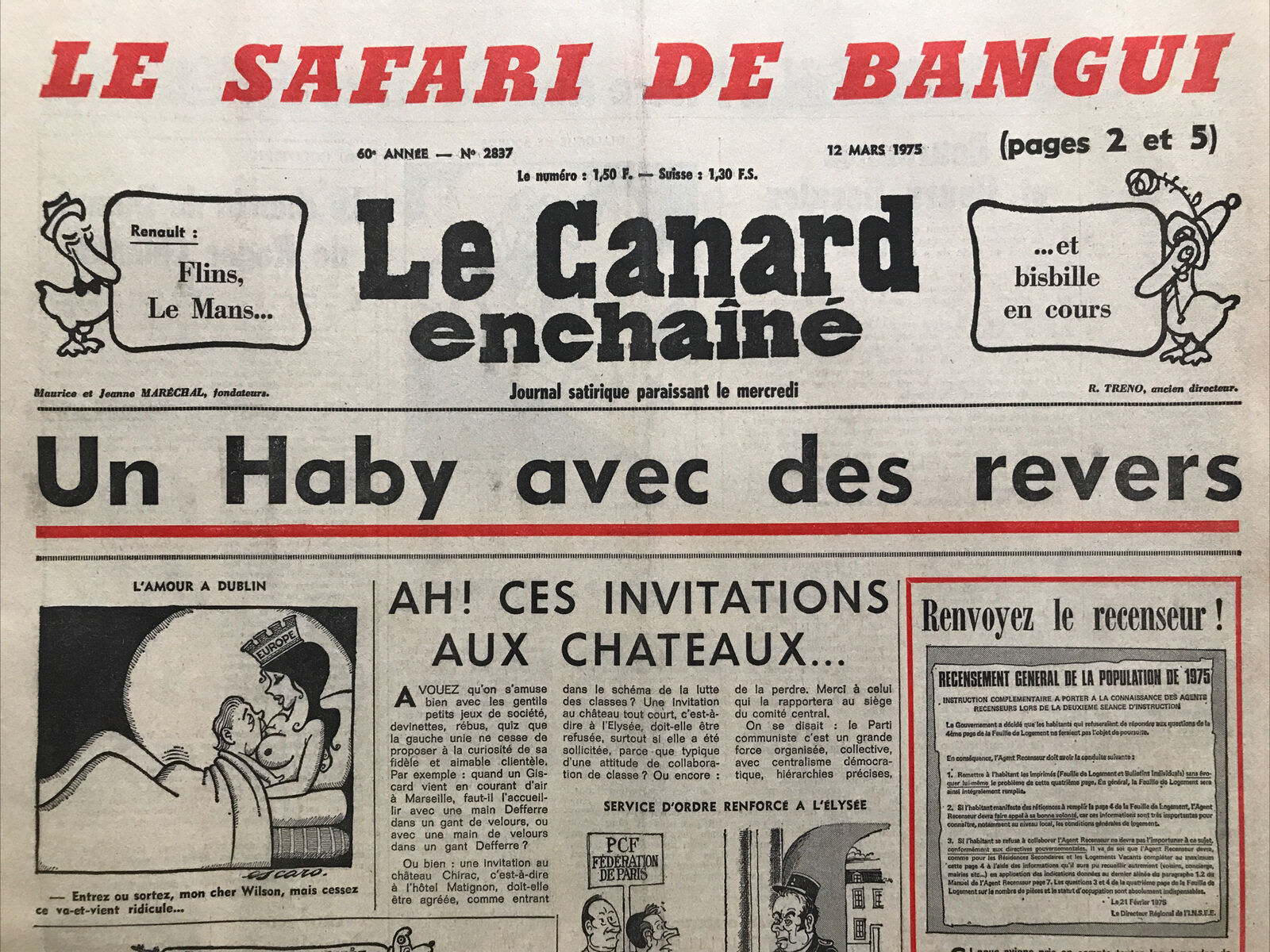 Couac ! | Acheter un Canard | Vente d'Anciens Journaux du Canard Enchaîné. Des Journaux Satiriques de Collection, Historiques & Authentiques de 1916 à 2004 ! | 2837