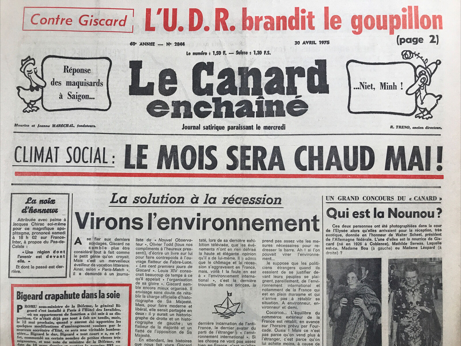 Couac ! | Acheter un Canard | Vente d'Anciens Journaux du Canard Enchaîné. Des Journaux Satiriques de Collection, Historiques & Authentiques de 1916 à 2004 ! | 2844