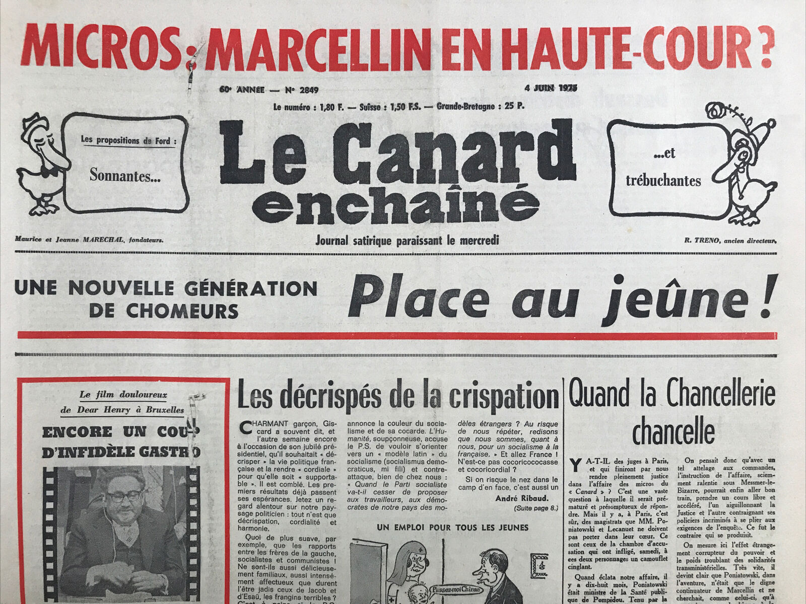 Couac ! | Acheter un Canard | Vente d'Anciens Journaux du Canard Enchaîné. Des Journaux Satiriques de Collection, Historiques & Authentiques de 1916 à 2004 ! | 2849