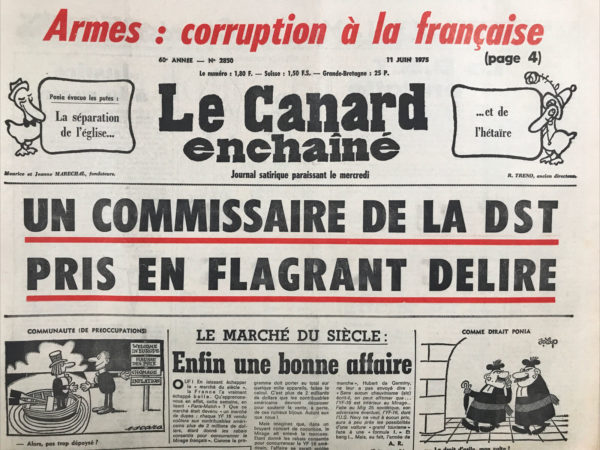 Couac ! | N° 2850 du Canard Enchaîné - 11 Juin 1975 | Nos Exemplaires du Canard Enchaîné sont archivés dans de bonnes conditions de conservation (obscurité, hygrométrie maitrisée et faible température), ce qui s'avère indispensable pour des journaux anciens. | 2850