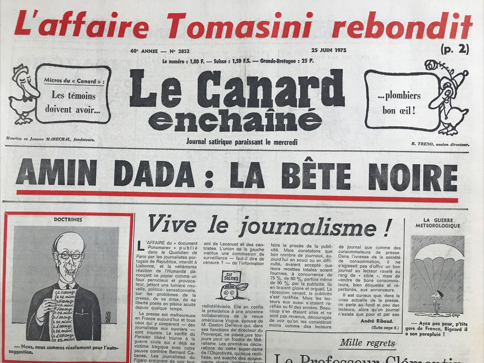 Couac ! | Acheter un Canard | Vente d'Anciens Journaux du Canard Enchaîné. Des Journaux Satiriques de Collection, Historiques & Authentiques de 1916 à 2004 ! | 2852