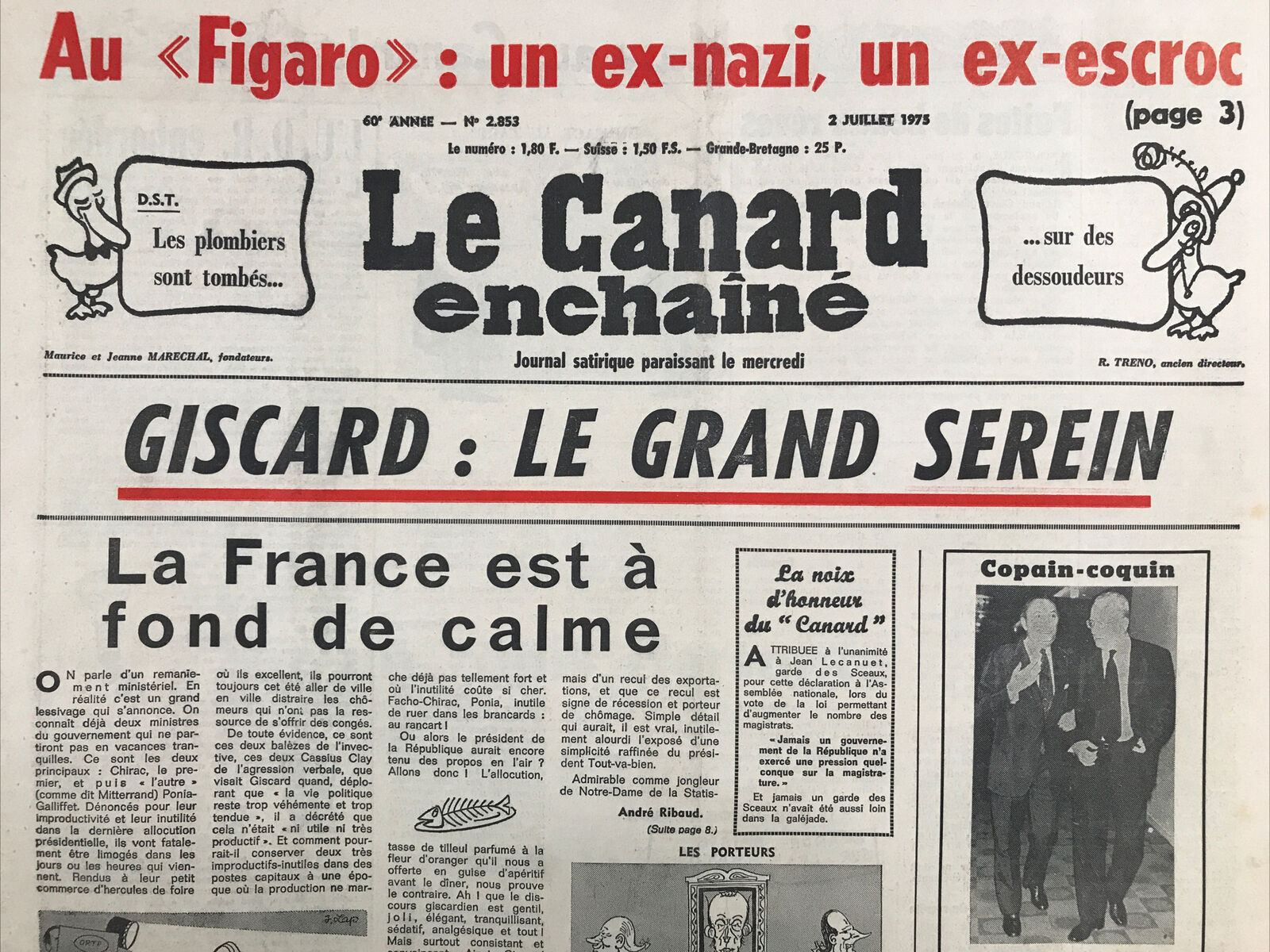 Couac ! | Acheter un Canard | Vente d'Anciens Journaux du Canard Enchaîné. Des Journaux Satiriques de Collection, Historiques & Authentiques de 1916 à 2004 ! | 2853