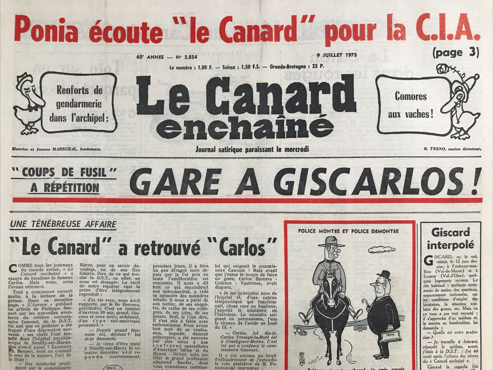 Couac ! | Acheter un Canard | Vente d'Anciens Journaux du Canard Enchaîné. Des Journaux Satiriques de Collection, Historiques & Authentiques de 1916 à 2004 ! | 2854