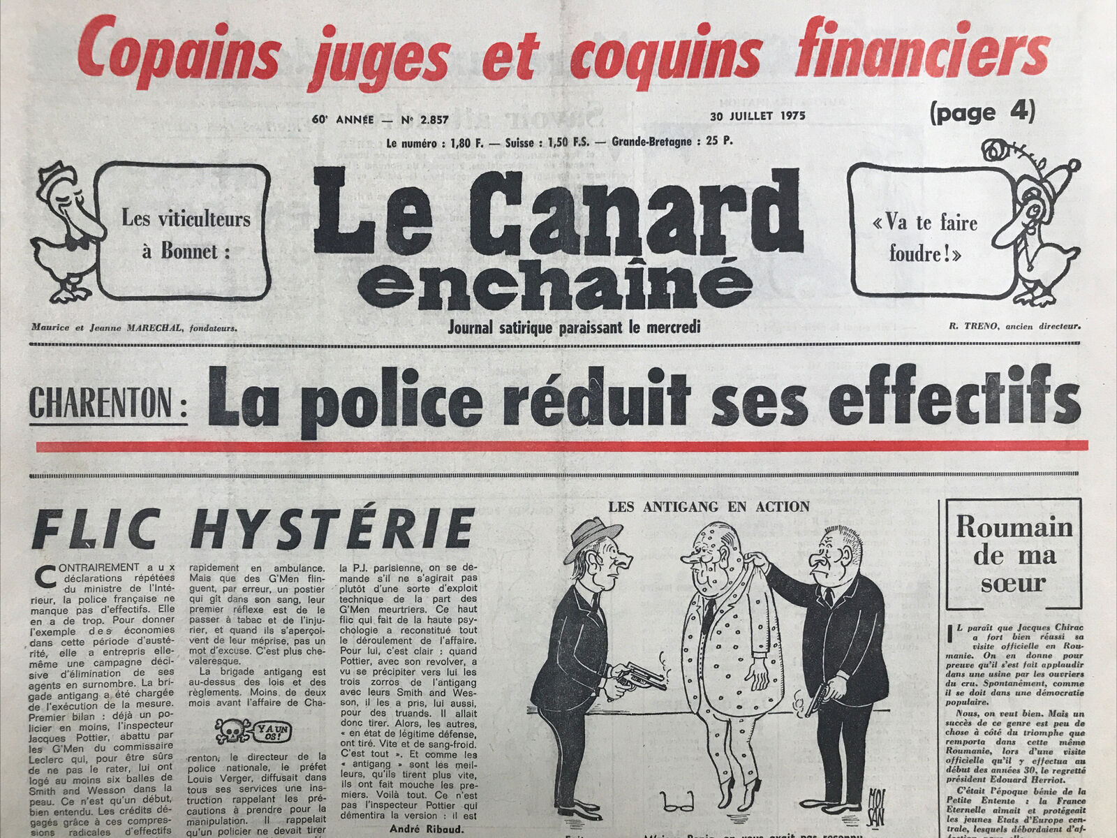 Couac ! | Acheter un Canard | Vente d'Anciens Journaux du Canard Enchaîné. Des Journaux Satiriques de Collection, Historiques & Authentiques de 1916 à 2004 ! | 2857