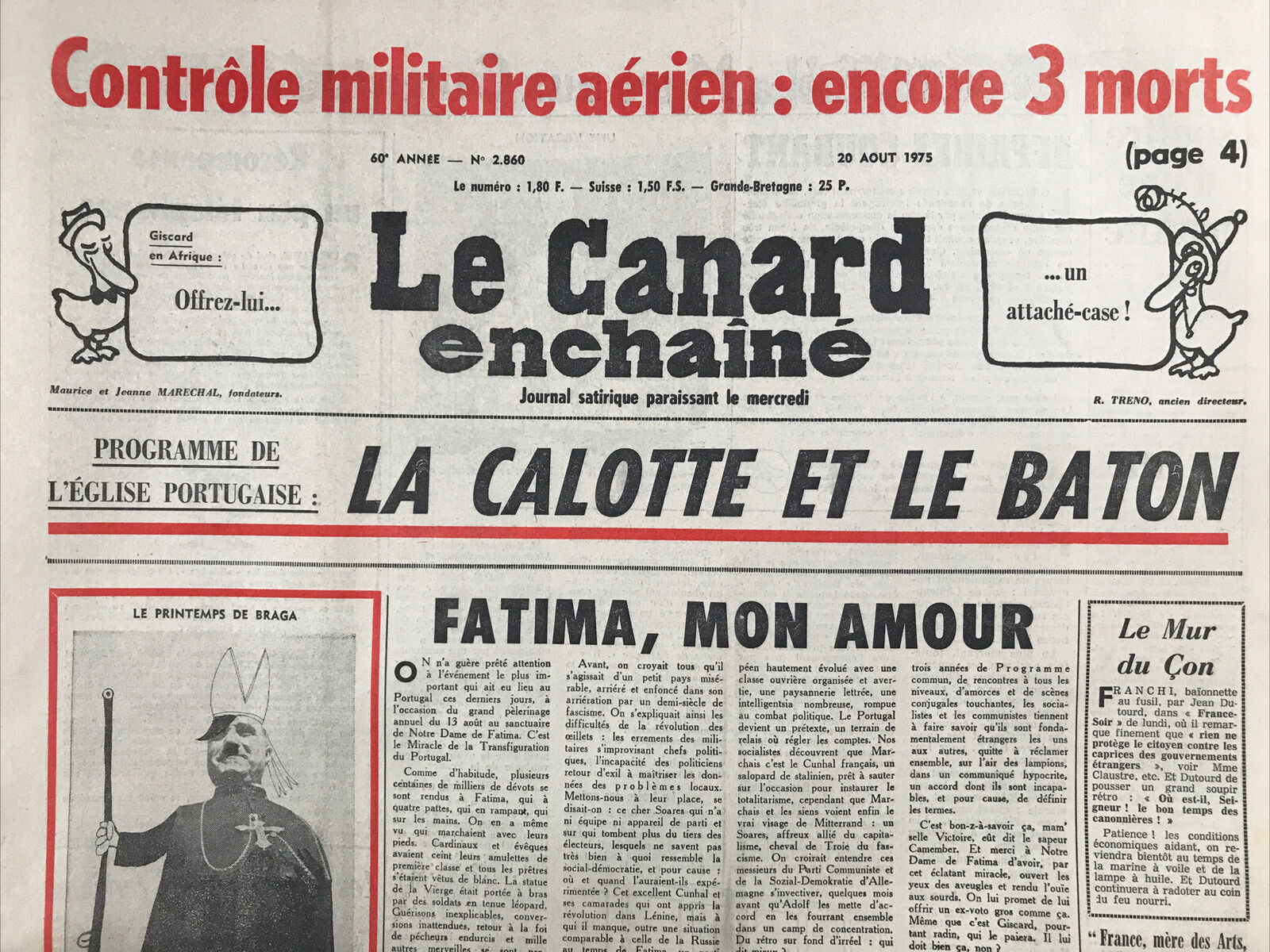 Couac ! | Acheter un Canard | Vente d'Anciens Journaux du Canard Enchaîné. Des Journaux Satiriques de Collection, Historiques & Authentiques de 1916 à 2004 ! | 2860