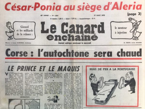 Couac ! | N° 2861 du Canard Enchaîné - 27 Août 1975 | Nos Exemplaires du Canard Enchaîné sont archivés dans de bonnes conditions de conservation (obscurité, hygrométrie maitrisée et faible température), ce qui s'avère indispensable pour des journaux anciens. | 2861