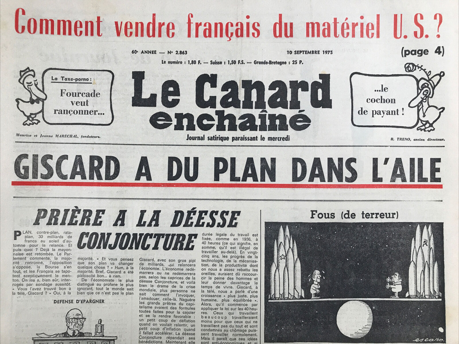 Couac ! | Acheter un Canard | Vente d'Anciens Journaux du Canard Enchaîné. Des Journaux Satiriques de Collection, Historiques & Authentiques de 1916 à 2004 ! | 2863