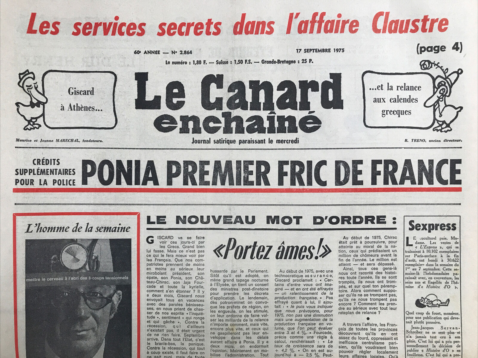 Couac ! | Acheter un Canard | Vente d'Anciens Journaux du Canard Enchaîné. Des Journaux Satiriques de Collection, Historiques & Authentiques de 1916 à 2004 ! | 2864