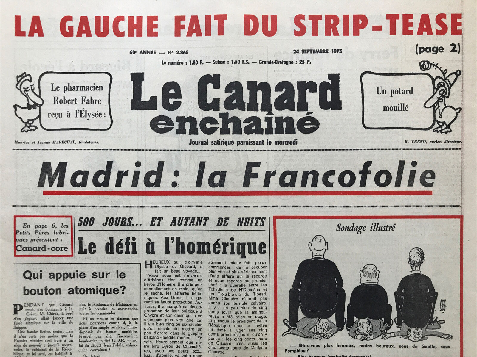 Couac ! | Acheter un Canard | Vente d'Anciens Journaux du Canard Enchaîné. Des Journaux Satiriques de Collection, Historiques & Authentiques de 1916 à 2004 ! | 2865