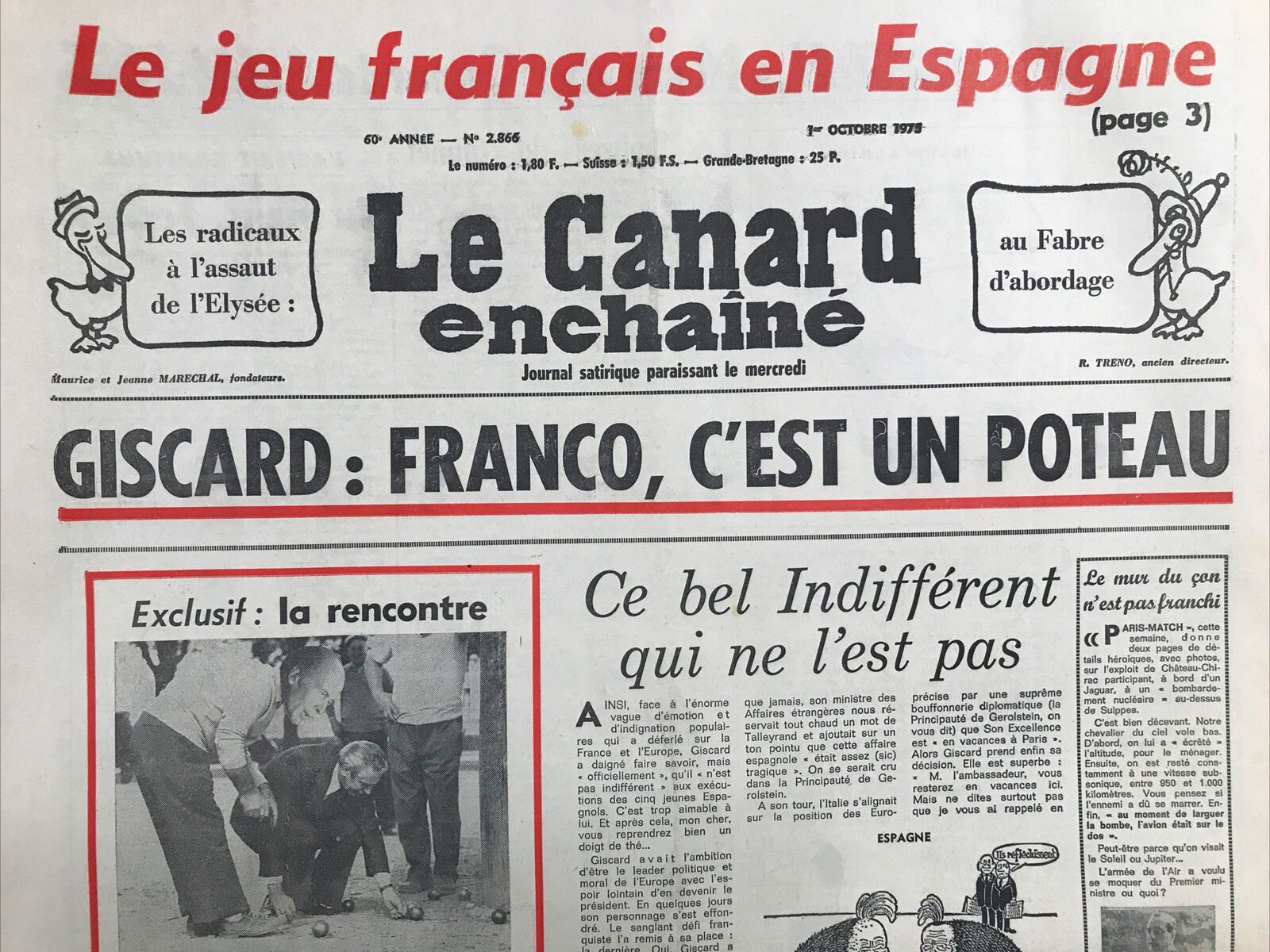 Couac ! | Acheter un Canard | Vente d'Anciens Journaux du Canard Enchaîné. Des Journaux Satiriques de Collection, Historiques & Authentiques de 1916 à 2004 ! | 2866