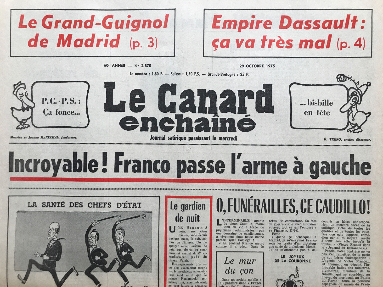 Couac ! | Acheter un Canard | Vente d'Anciens Journaux du Canard Enchaîné. Des Journaux Satiriques de Collection, Historiques & Authentiques de 1916 à 2004 ! | 2870