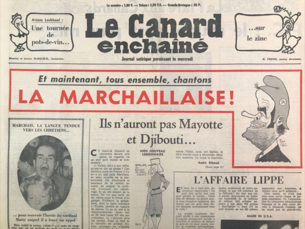 Couac ! | N° 2885 du Canard Enchaîné - 11 Février 1976 | Nos Exemplaires du Canard Enchaîné sont archivés dans de bonnes conditions de conservation (obscurité, hygrométrie maitrisée et faible température), ce qui s'avère indispensable pour des journaux anciens. | 2885