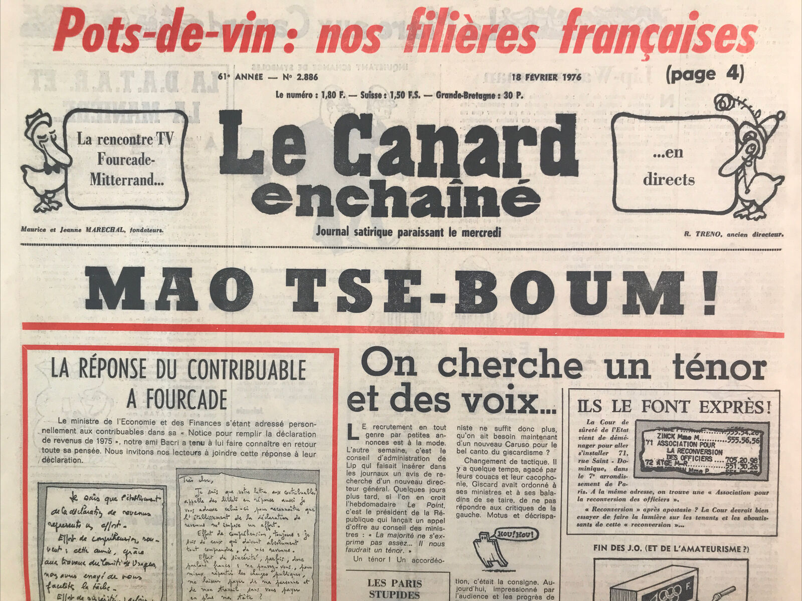 Couac ! | Acheter un Canard | Vente d'Anciens Journaux du Canard Enchaîné. Des Journaux Satiriques de Collection, Historiques & Authentiques de 1916 à 2004 ! | 2886