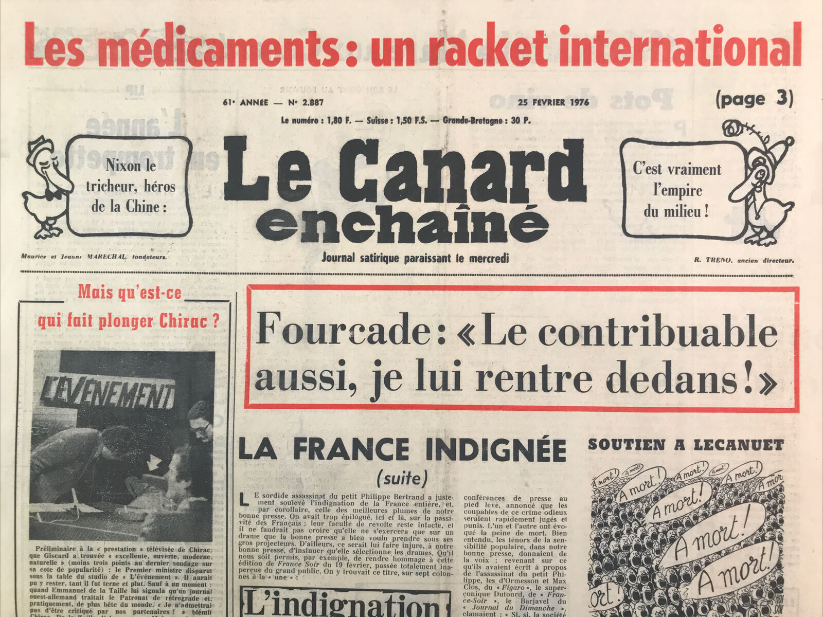 Couac ! | Acheter un Canard | Vente d'Anciens Journaux du Canard Enchaîné. Des Journaux Satiriques de Collection, Historiques & Authentiques de 1916 à 2004 ! | 2887