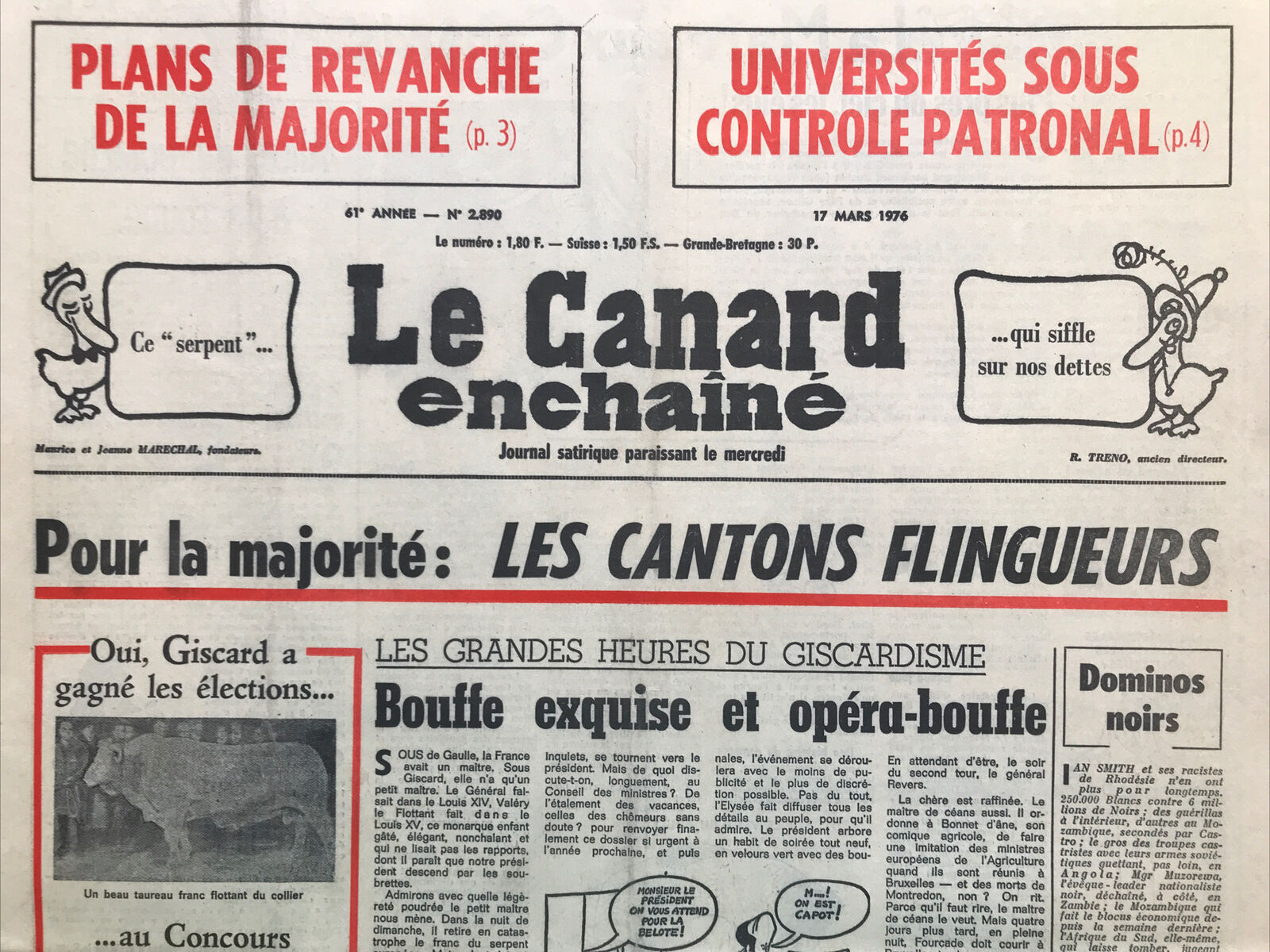 Couac ! | Acheter un Canard | Vente d'Anciens Journaux du Canard Enchaîné. Des Journaux Satiriques de Collection, Historiques & Authentiques de 1916 à 2004 ! | 2890