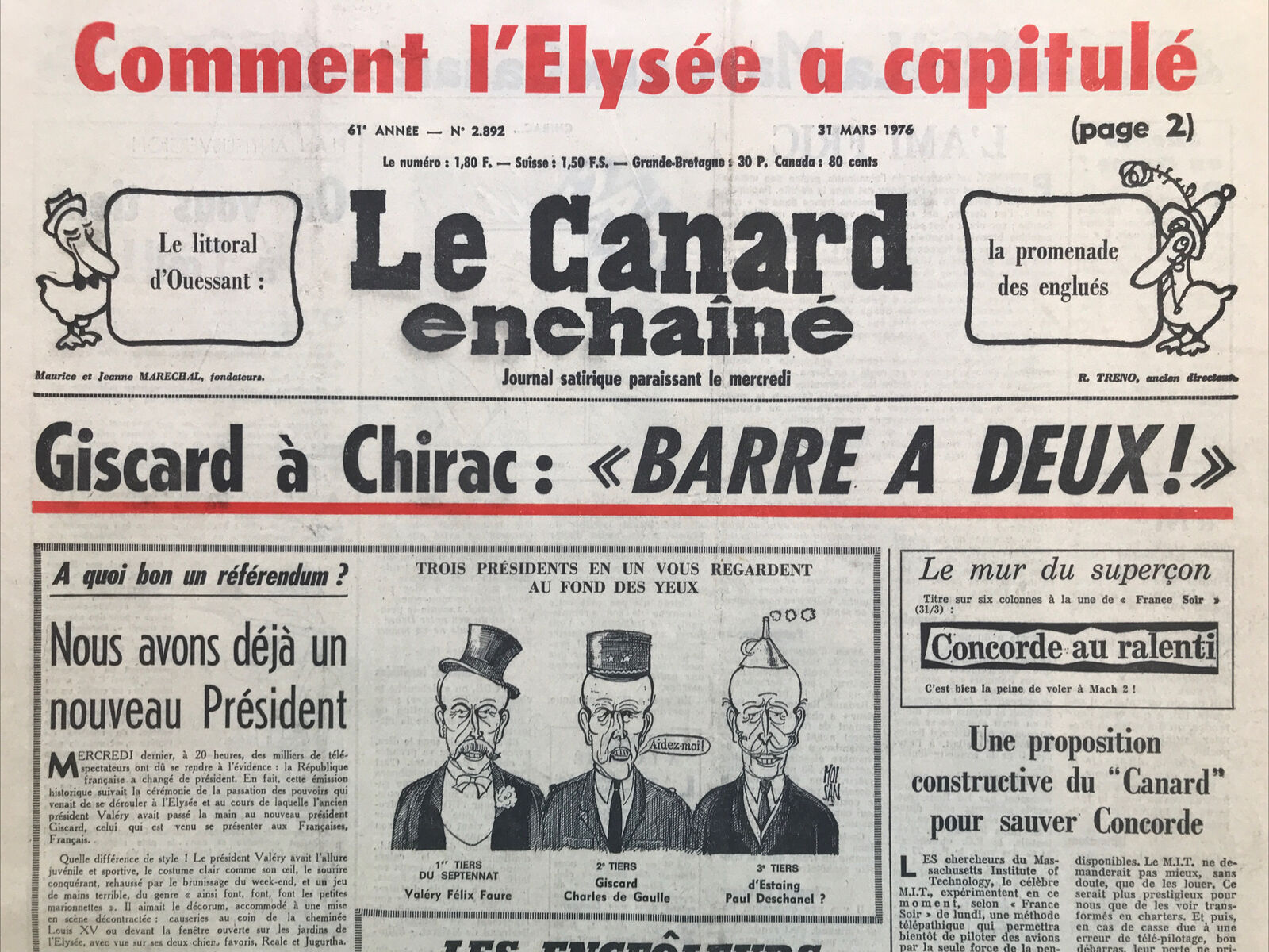 Couac ! | Acheter un Canard | Vente d'Anciens Journaux du Canard Enchaîné. Des Journaux Satiriques de Collection, Historiques & Authentiques de 1916 à 2004 ! | 2892