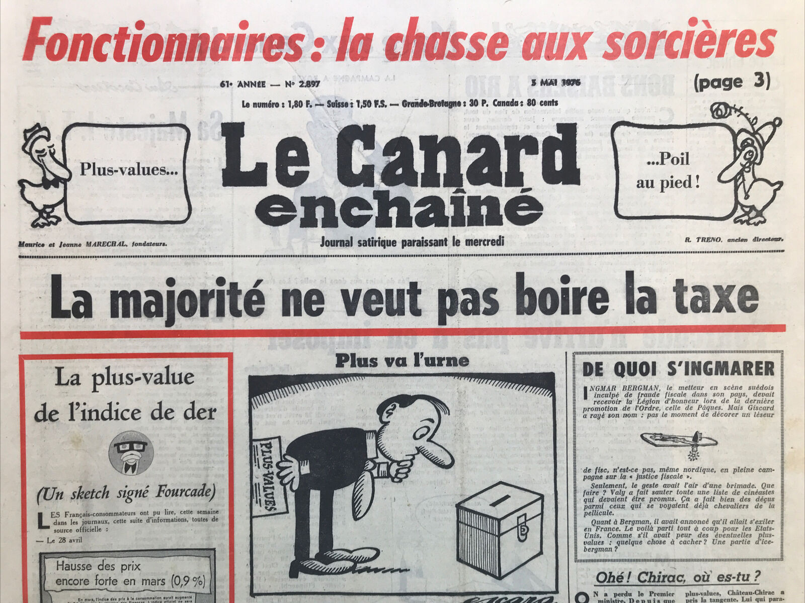 Couac ! | Acheter un Canard | Vente d'Anciens Journaux du Canard Enchaîné. Des Journaux Satiriques de Collection, Historiques & Authentiques de 1916 à 2004 ! | 2897