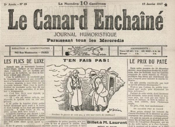 Couac ! | N° 29 du Canard Enchaîné - 17 Janvier 1917 | Nos Exemplaires du Canard Enchaîné sont archivés dans de bonnes conditions de conservation (obscurité, hygrométrie maitrisée et faible température), ce qui s'avère indispensable pour des journaux anciens. | 29 4