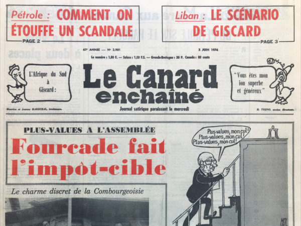 Couac ! | N° 2901 du Canard Enchaîné - 2 Juin 1976 | Nos Exemplaires du Canard Enchaîné sont archivés dans de bonnes conditions de conservation (obscurité, hygrométrie maitrisée et faible température), ce qui s'avère indispensable pour des journaux anciens. | 2901