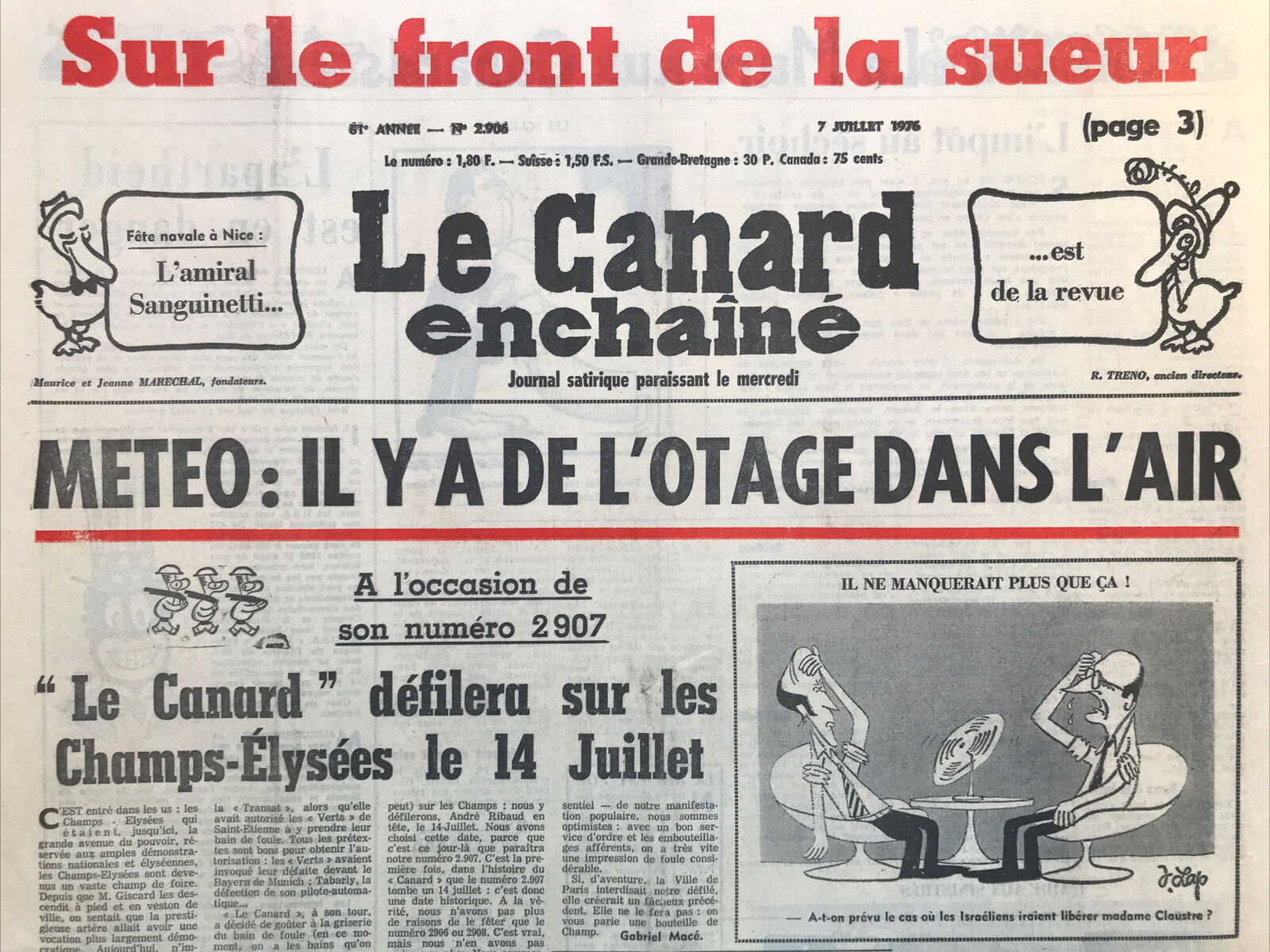 Couac ! | Acheter un Canard | Vente d'Anciens Journaux du Canard Enchaîné. Des Journaux Satiriques de Collection, Historiques & Authentiques de 1916 à 2004 ! | 2906