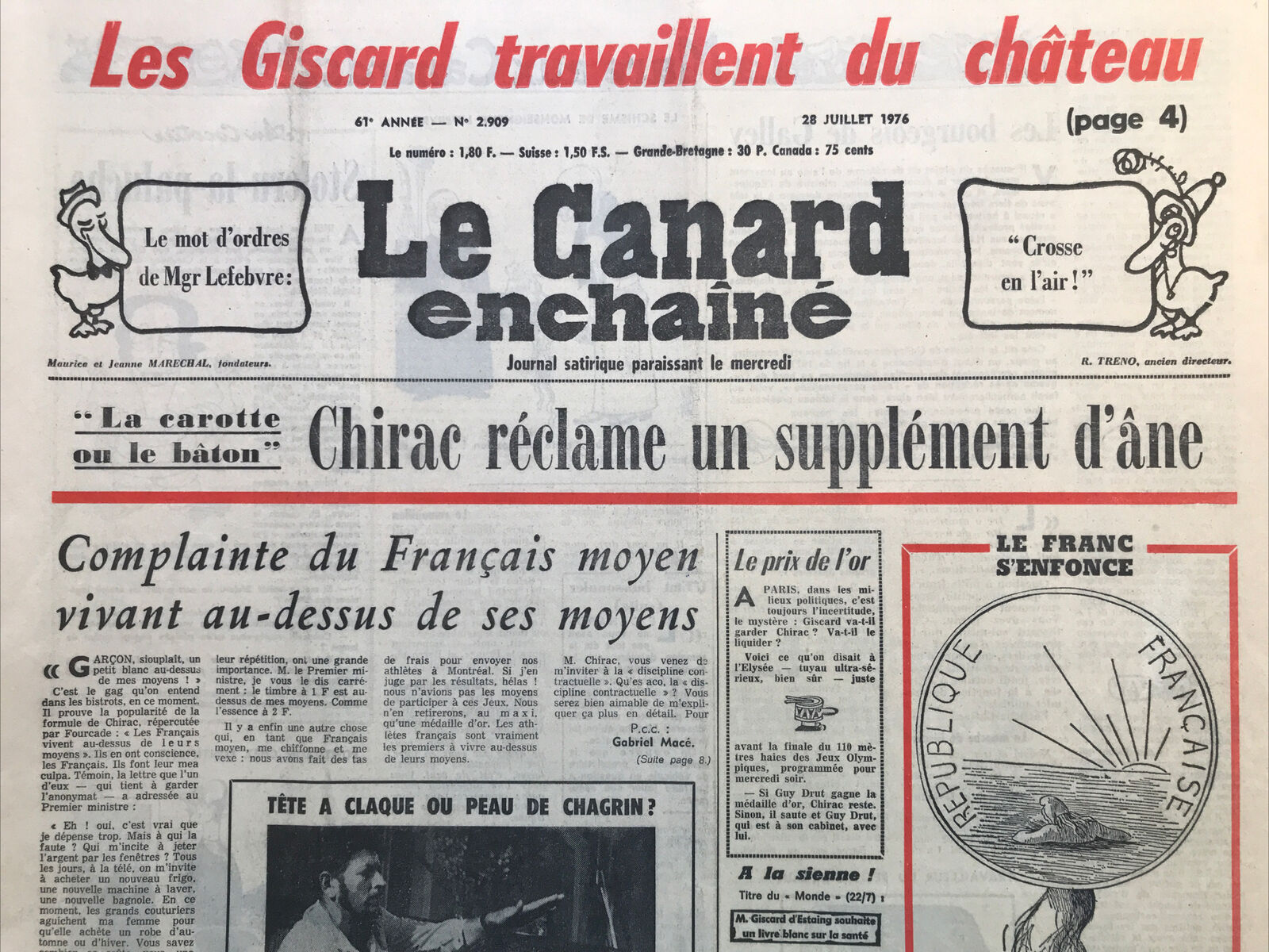 Couac ! | Acheter un Canard | Vente d'Anciens Journaux du Canard Enchaîné. Des Journaux Satiriques de Collection, Historiques & Authentiques de 1916 à 2004 ! | 2909