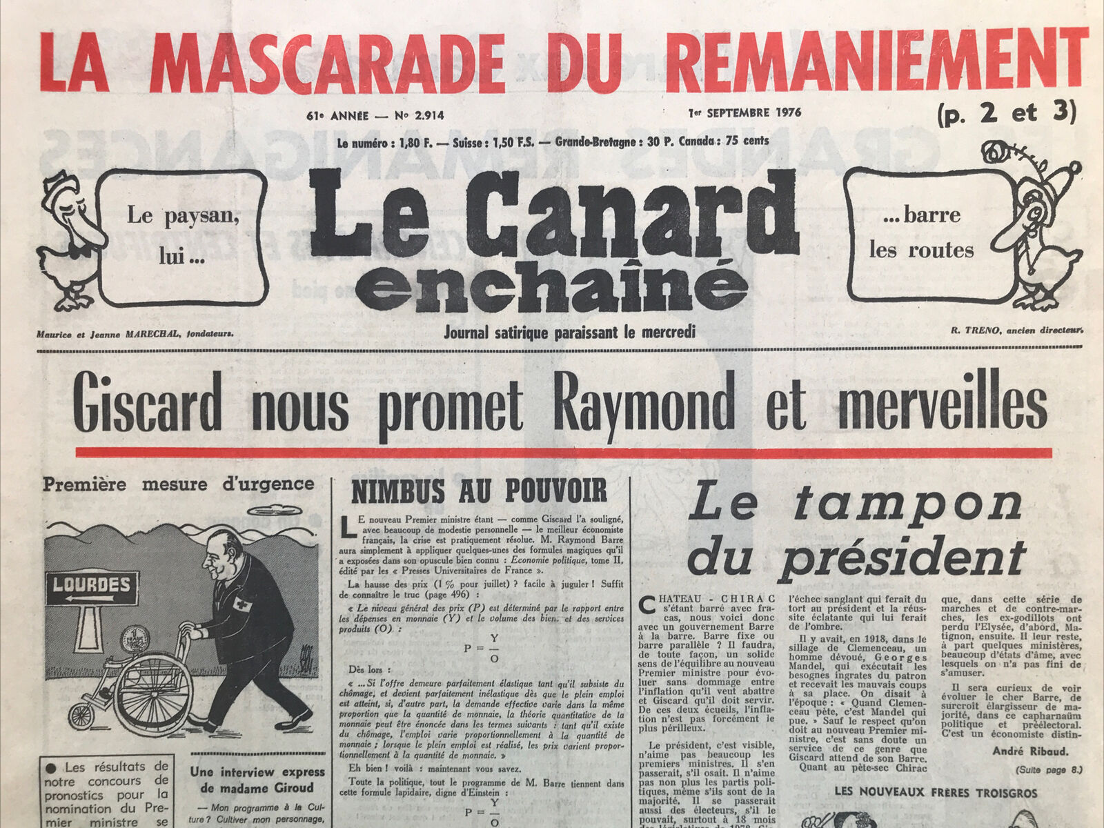 Couac ! | Acheter un Canard | Vente d'Anciens Journaux du Canard Enchaîné. Des Journaux Satiriques de Collection, Historiques & Authentiques de 1916 à 2004 ! | 2914