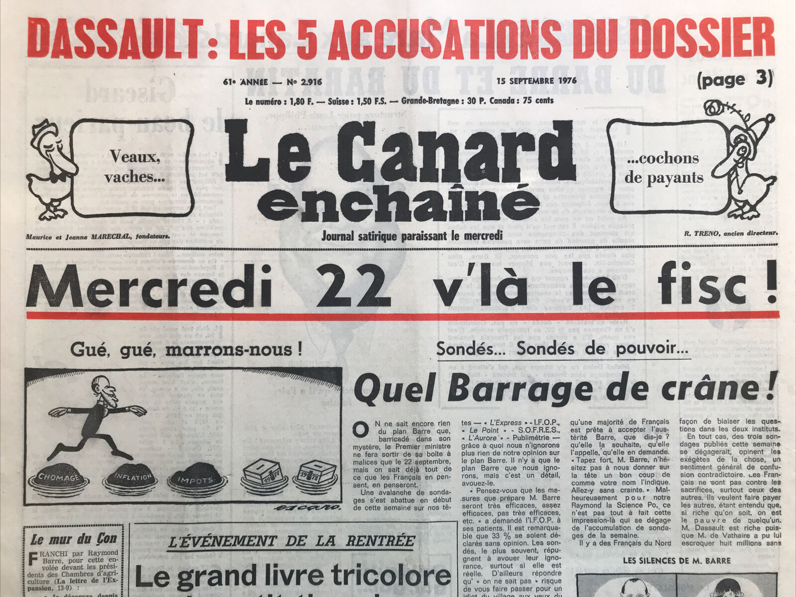 Couac ! | Acheter un Canard | Vente d'Anciens Journaux du Canard Enchaîné. Des Journaux Satiriques de Collection, Historiques & Authentiques de 1916 à 2004 ! | 2916