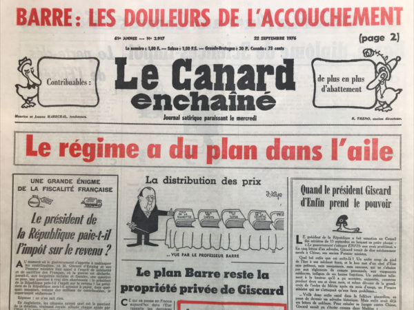 Couac ! | N° 2917 du Canard Enchaîné - 22 Septembre 1976 | Nos Exemplaires du Canard Enchaîné sont archivés dans de bonnes conditions de conservation (obscurité, hygrométrie maitrisée et faible température), ce qui s'avère indispensable pour des journaux anciens. | 2917