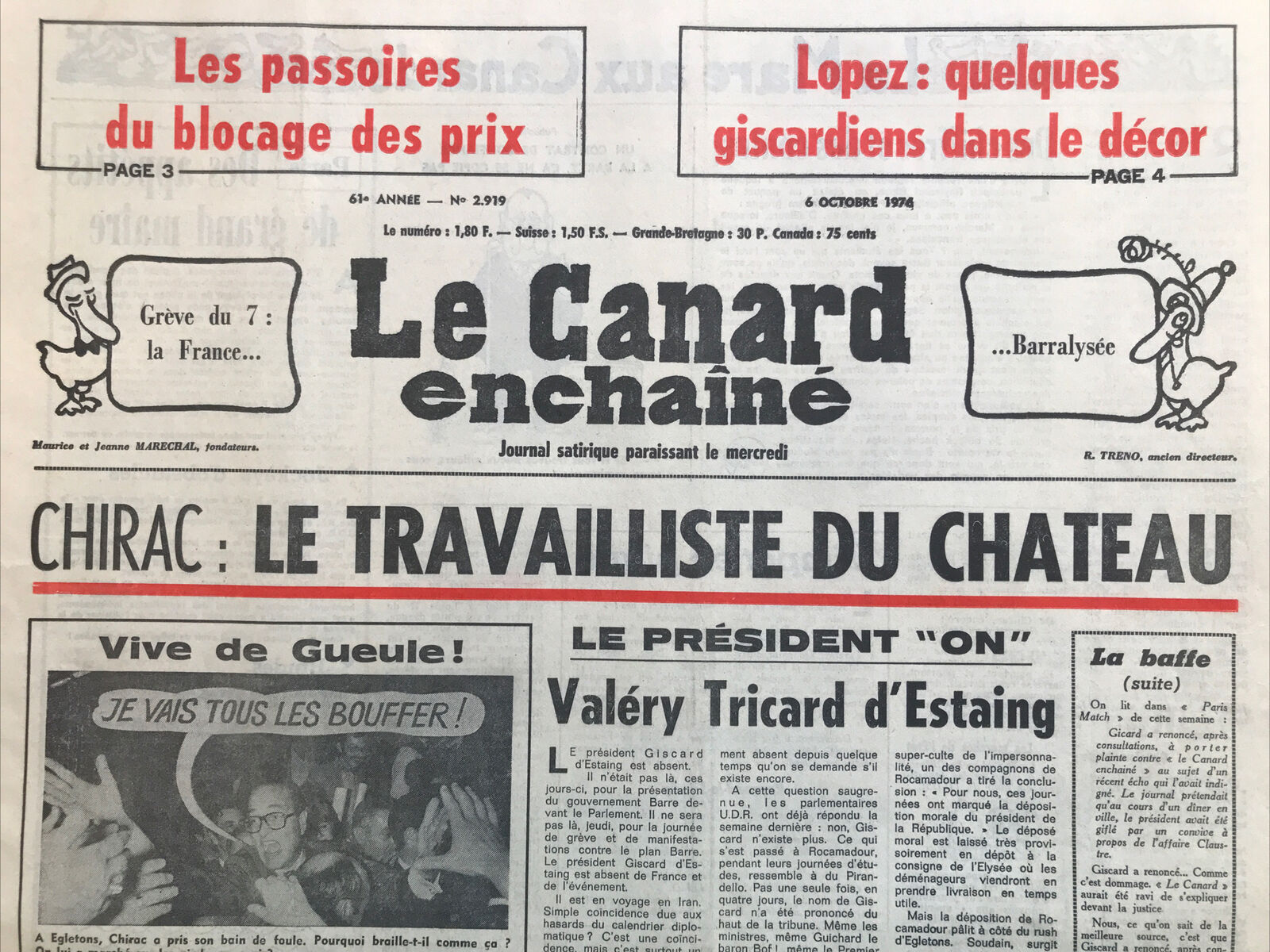 Couac ! | Acheter un Canard | Vente d'Anciens Journaux du Canard Enchaîné. Des Journaux Satiriques de Collection, Historiques & Authentiques de 1916 à 2004 ! | 2919