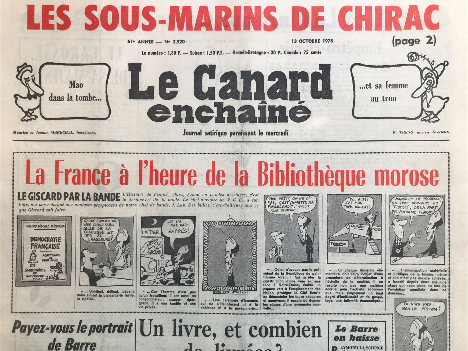 Couac ! | Acheter un Canard | Vente d'Anciens Journaux du Canard Enchaîné. Des Journaux Satiriques de Collection, Historiques & Authentiques de 1916 à 2004 ! | 2920