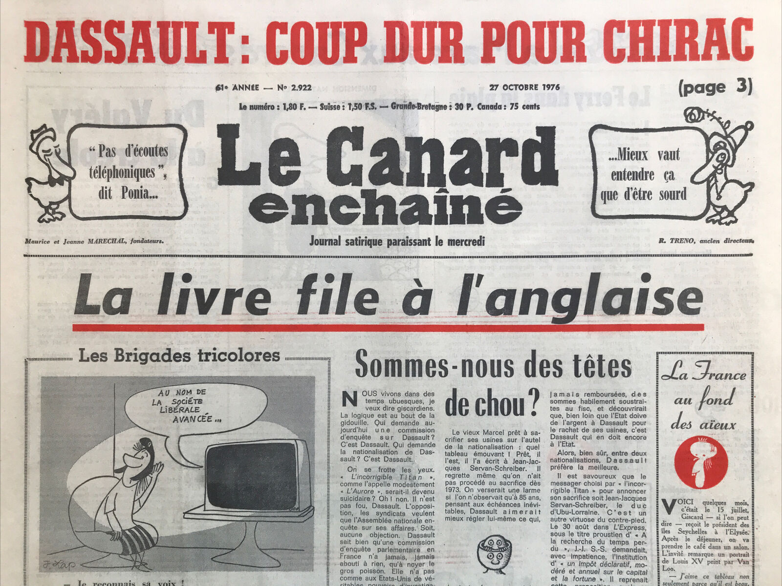 Couac ! | Acheter un Canard | Vente d'Anciens Journaux du Canard Enchaîné. Des Journaux Satiriques de Collection, Historiques & Authentiques de 1916 à 2004 ! | 2922