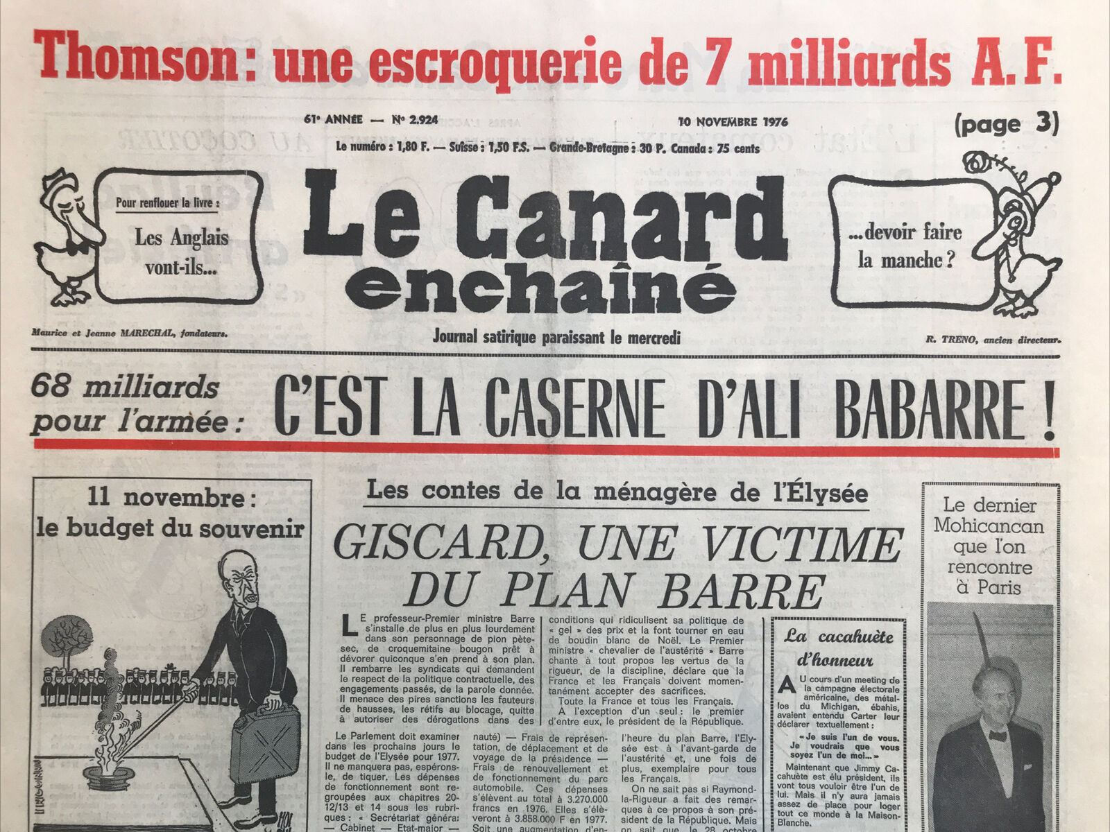 Couac ! | Acheter un Canard | Vente d'Anciens Journaux du Canard Enchaîné. Des Journaux Satiriques de Collection, Historiques & Authentiques de 1916 à 2004 ! | 2924