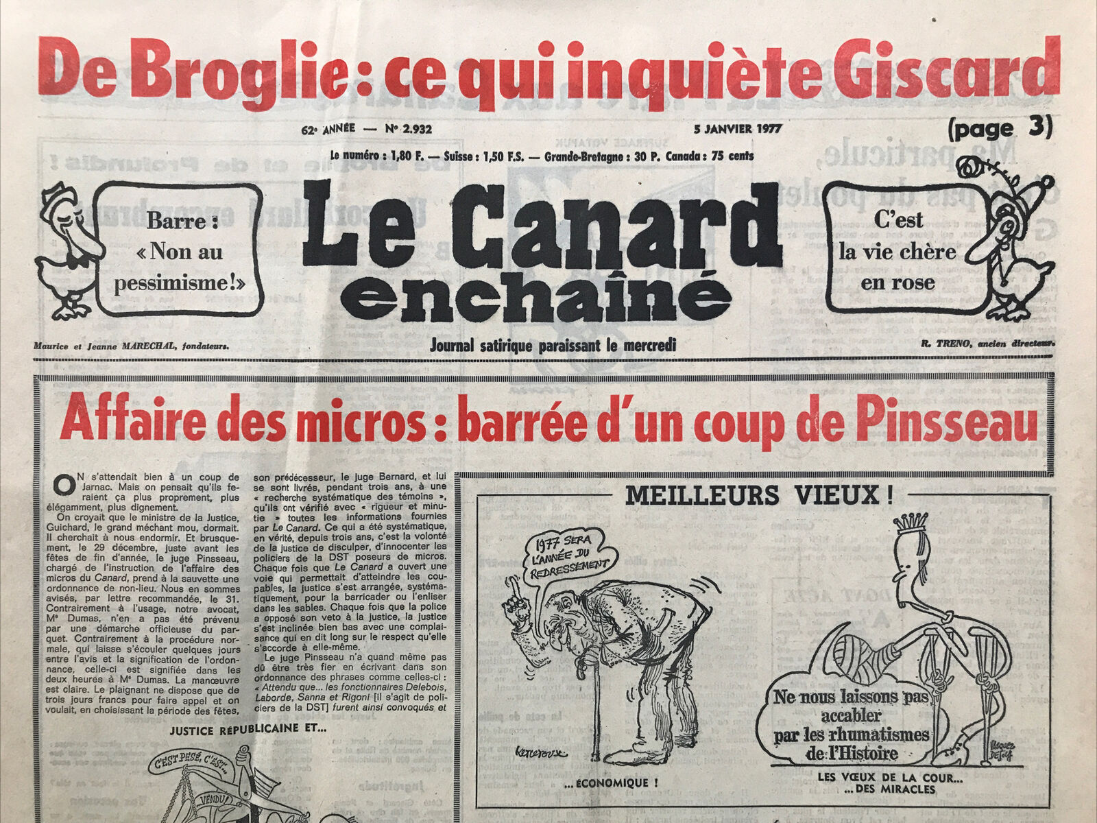 Couac ! | Acheter un Canard | Vente d'Anciens Journaux du Canard Enchaîné. Des Journaux Satiriques de Collection, Historiques & Authentiques de 1916 à 2004 ! | 2932