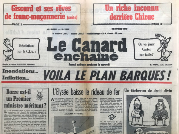 Couac ! | N° 2939 du Canard Enchaîné - 23 Février 1977 | Nos Exemplaires du Canard Enchaîné sont archivés dans de bonnes conditions de conservation (obscurité, hygrométrie maitrisée et faible température), ce qui s'avère indispensable pour des journaux anciens. | 2939