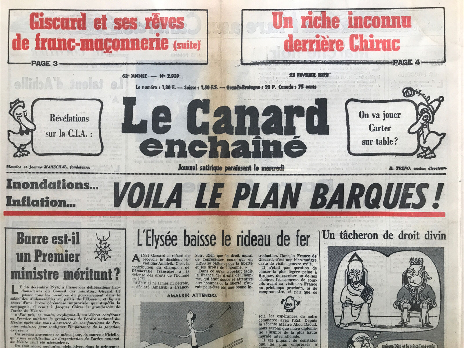 Couac ! | Acheter un Canard | Vente d'Anciens Journaux du Canard Enchaîné. Des Journaux Satiriques de Collection, Historiques & Authentiques de 1916 à 2004 ! | 2939