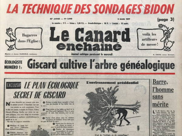 Couac ! | N° 2940 du Canard Enchaîné - 2 Mars 1977 | Nos Exemplaires du Canard Enchaîné sont archivés dans de bonnes conditions de conservation (obscurité, hygrométrie maitrisée et faible température), ce qui s'avère indispensable pour des journaux anciens. | 2940