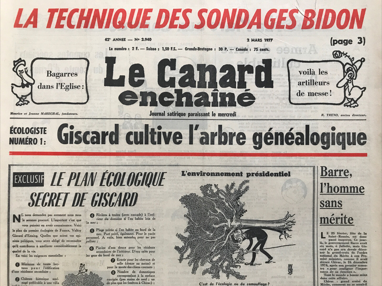 Couac ! | Acheter un Canard | Vente d'Anciens Journaux du Canard Enchaîné. Des Journaux Satiriques de Collection, Historiques & Authentiques de 1916 à 2004 ! | 2940