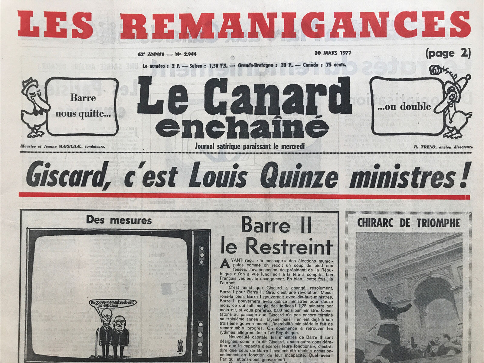 Couac ! | Acheter un Canard | Vente d'Anciens Journaux du Canard Enchaîné. Des Journaux Satiriques de Collection, Historiques & Authentiques de 1916 à 2004 ! | 2944