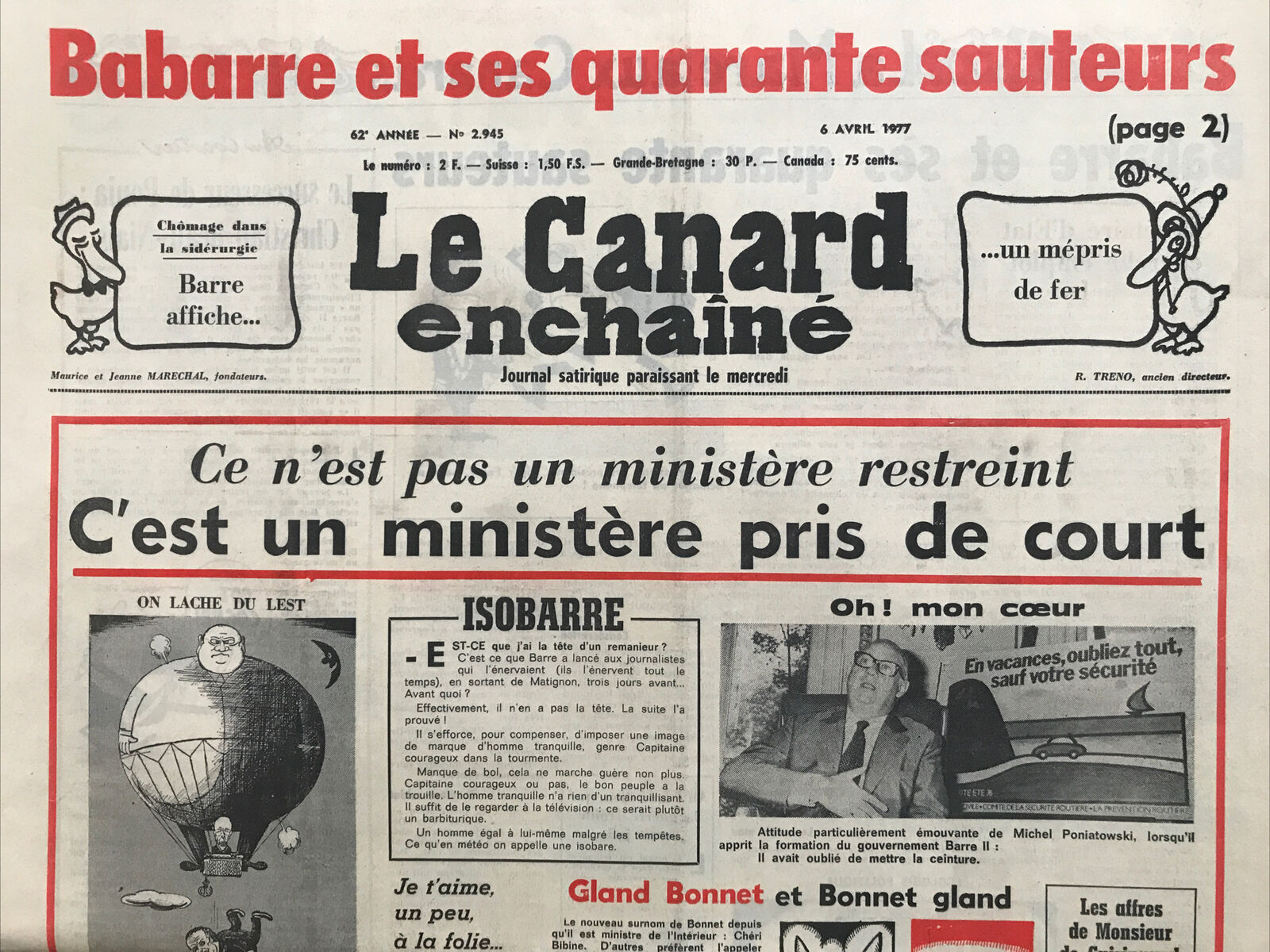 Couac ! | Acheter un Canard | Vente d'Anciens Journaux du Canard Enchaîné. Des Journaux Satiriques de Collection, Historiques & Authentiques de 1916 à 2004 ! | 2945